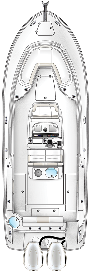 Overhead view of the  Robalo R302 